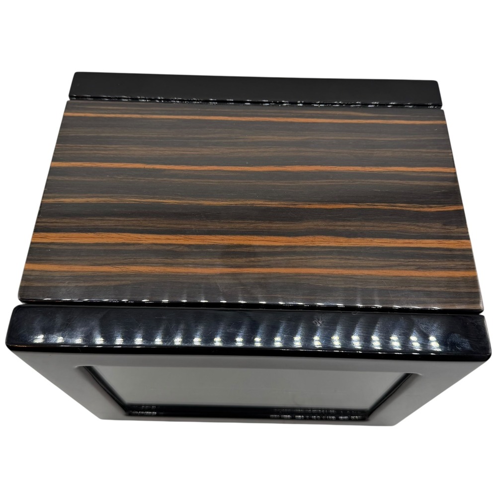 Dual Watch Winder Ebony Wood Grain Finish Black Automatic Watch Box with Adapter - Picture 12 of 16